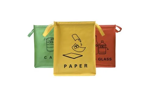 Colored bags for separate garbage collection. Stock Photos