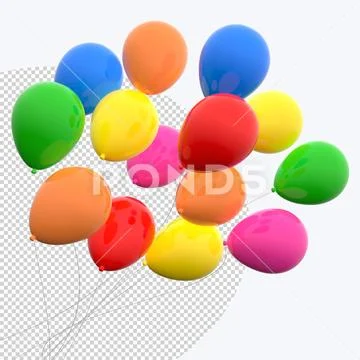 Colored ballons on a sky with clouds PSD Template