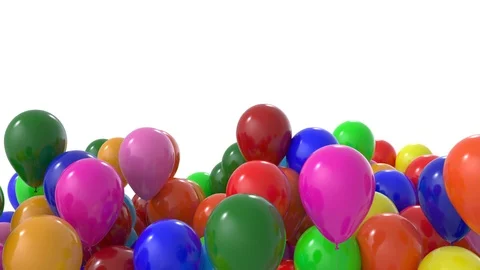 Colored balloons flying up. 3D render Stock Footage 126429542