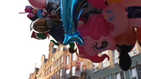 Colored balloons on sky background Stock Footage 123944067