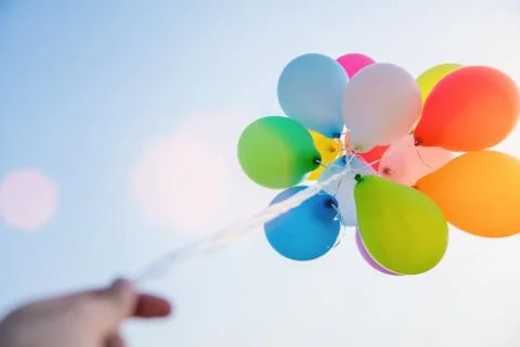 Colored Balloons in the Sky Stock Photos