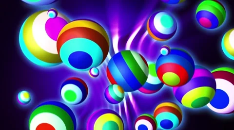 Colored balls flying on a cyclical background Stock Footage 54062819