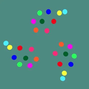 Colored balls on a green background Stock Illustration