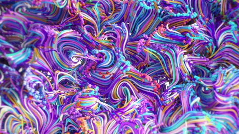 Colored balls move, leaving a trail in the form of a thread. particle Stock Footage 132399960