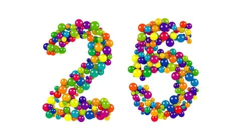 Colored balls in the shape of number twenty five Stock Illustration