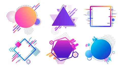 Colored banners different geometric shapes. Abstract graphic images hexagon blue Stock Illustration