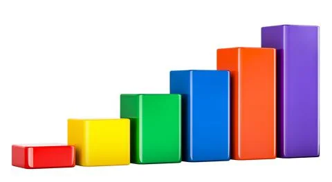 Colored Bar Graph, column chart. 3D rendering Stockillustratie