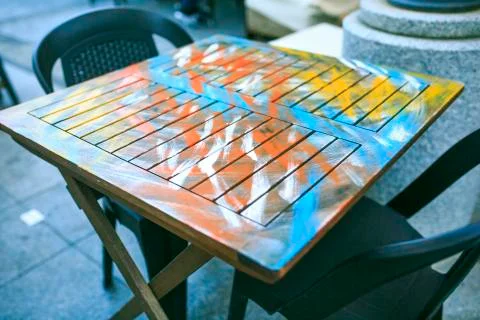 Colored bar table Stock Photos