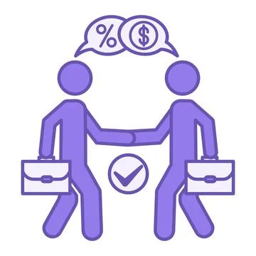 Colored Bargain Icon. Vector Icon. Businessmen Shaking Hands, Percentage, a.. Stock Illustration