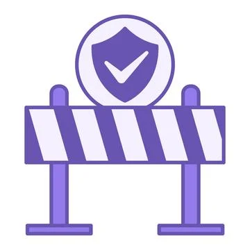 Colored Barrier Icon. Vector Illustration. Road Safety Fence. Protection Co.. 스톡 일러스트