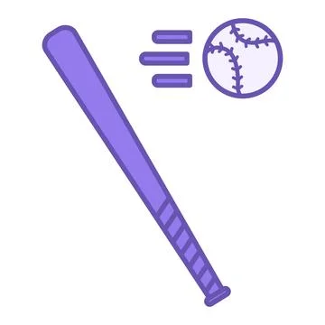 Colored Baseball Icon. Vector Illustration. Flying Ball and Baseball Bat. S.. Stock Illustration