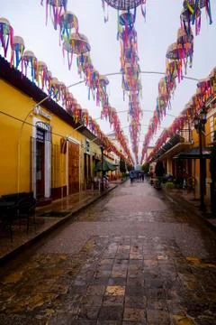 Colored baskets Stock Photos