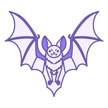 Colored Bat Icon. Vector Illustration. Halloween Design. Bat with Big Wings.. Stock Illustration