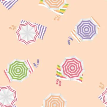 Colored Beach umbrella seamless pattern background. Illustration Stock Illustration