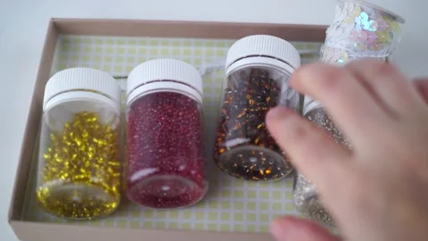 Colored Beads For Handmade,  Close up, 4K Stock Footage 144922282