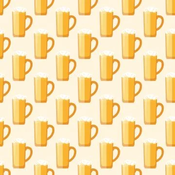 Colored beer mug seamless pattern. Stock Illustration