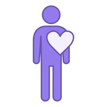Colored Beloved Icon. Vector Icon of a Man with a Big Heart. Lover, Emotion.. Stock Illustration