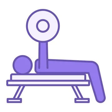 Colored Bench Press Icon. Vector Drawing. The Athlete Holds a Barbell, Body.. Stock Illustration