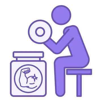 Colored Biceps Curl Icon. Vector Illustration. The Athlete Holds a Dumbbell.. Stock Illustration
