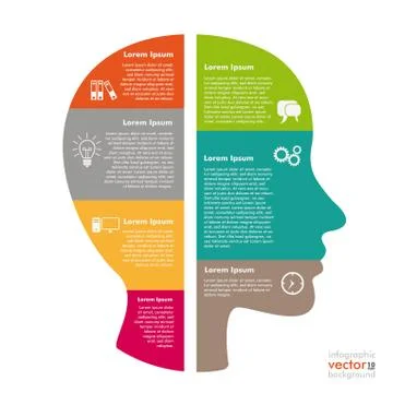 Colored big head infographic Stock Illustration