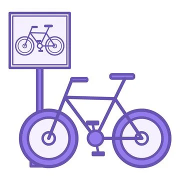 Colored Bike Parking Icon. Vector Icon. Sports Bicycle and Parking Sign. Te.. Stockillustratie