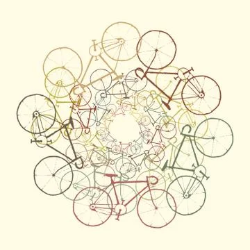 Colored bikes. Illustrazione stock