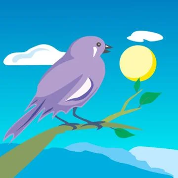 Colored bird on a branch. Vector illustration Stock Illustration