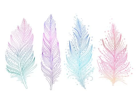 Colored bird feathers Stock Illustration
