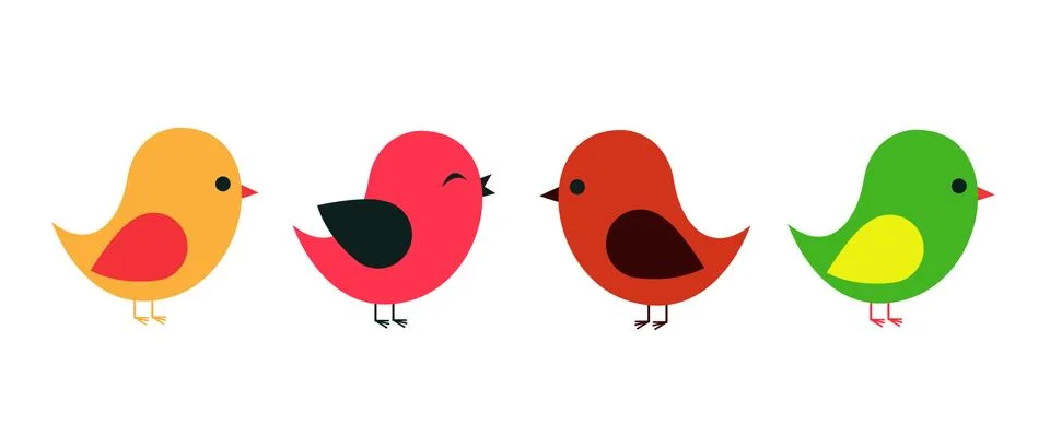 Colored Bird set vector illustration Illustrazione stock