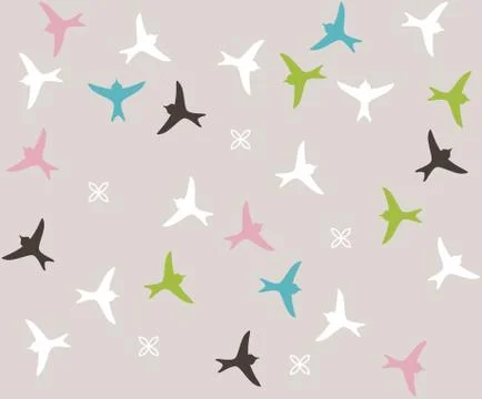 Colored birds seamless pattern. Bird silhouette Stock-Illustration