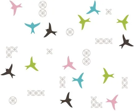 Colored birds silhouette seamless pattern Stock Illustration