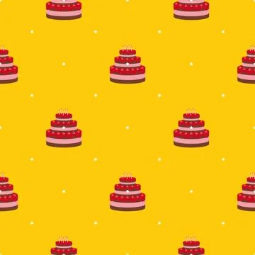 Colored Birthday Cake Seamless Pattern Background Illustration Stock Illustration