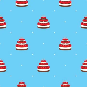 Colored Birthday Cake Seamless Pattern Background Illustration Stock Illustration