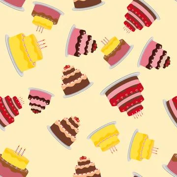 Colored Birthday Cake Seamless Pattern Background Illustration Stock Illustration