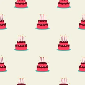 Colored Birthday Cake Seamless Pattern Background Illustration Stock Illustration