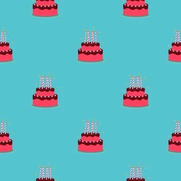 Colored Birthday Cake Seamless Pattern Background Illustration Stock Illustration