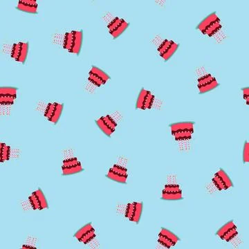 Colored Birthday Cake Seamless Pattern Background Illustration Stock Illustration