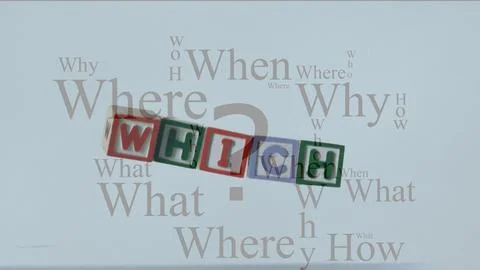 Colored blocks are being shown in flat design with question mark, question words Stock Photos