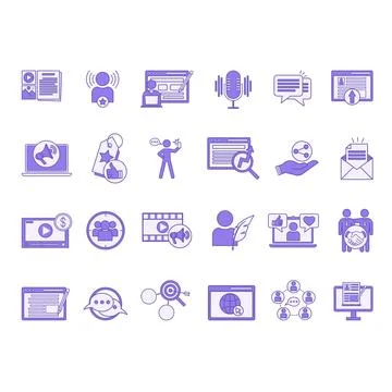 Colored Blogger Icon Set. Vector Icon Social Media, Digital Marketing, Infl.. Stock Illustration