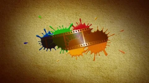 Colored blots with film Stock Footage 22250041