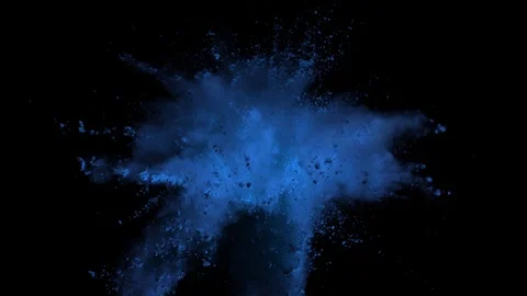 Colored blue powder explosion, abstract close up dust Stock Footage 122816678