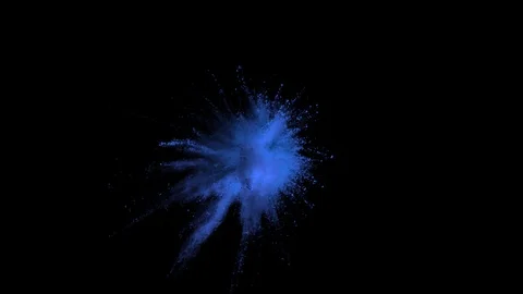 Colored blue powder explosion, abstract close up dust Stock Footage 122835352