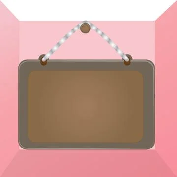 Colored board fixed on surface by a nail with darker frame and thick striped Stock Illustration