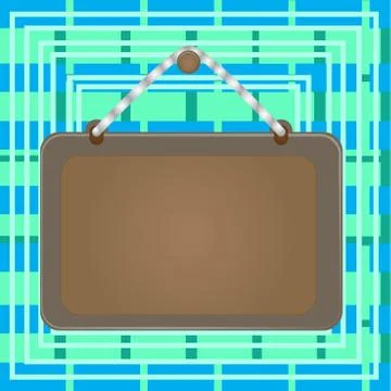 Colored board fixed on surface by a nail with darker frame and thick striped Stock Illustration