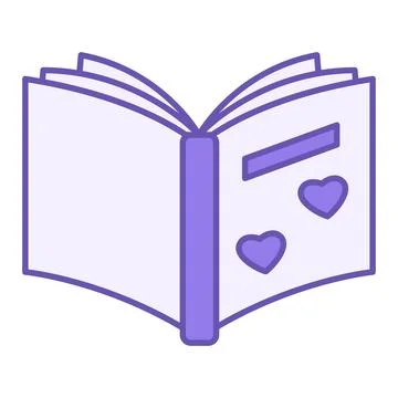 Colored Book Icon. Vector Illustration. Open Book with Romantic Stories and.. 스톡 일러스트