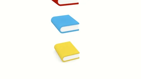 Colored books fall on a white background. Stock Footage 117823745