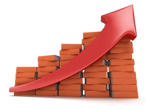 Colored books graph with red arrow Stock Illustration