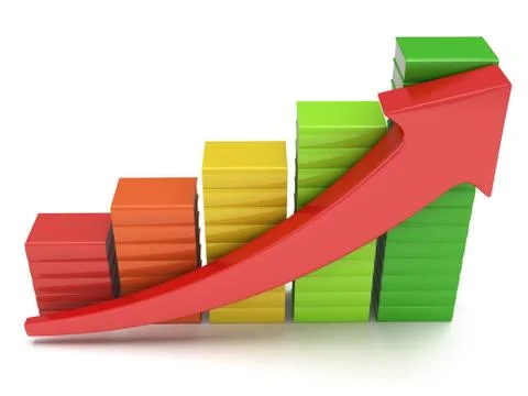 Colored books graph with red arrow Stock Illustration