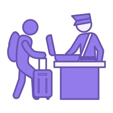 Colored Border Control Icon. Vector Illustration. Customs Officer Checking .. Stock Illustration