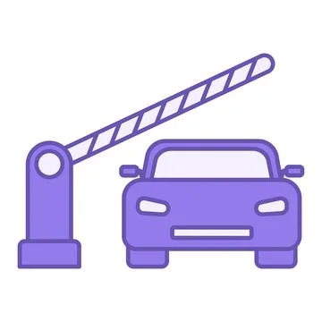 Colored Border Crossing Icon. Vector Icon. Barrier and Car. Vehicle Movemen.. Stockillustratie